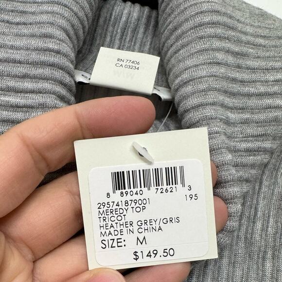 NWT Club Monaco Meredy Rib Knit Turtleneck Sweater Women's M Gray Crop Pullover - Picture 4 of 6